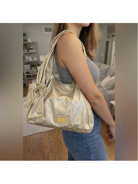 Valentino Accessories - Valentino Garavani Gold Metallic Leather Hobo Bag Y2K Shoulder Purse